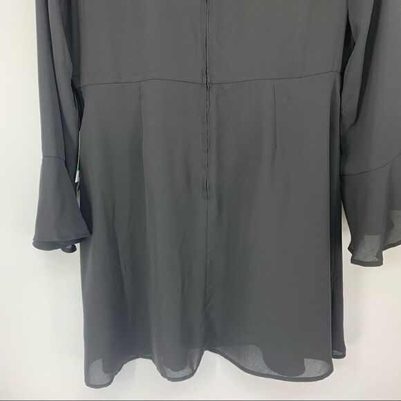 Modcloth Black Sheer Bell Sleeve Flowy Shift Dress Size L New - Picture 6 of 10